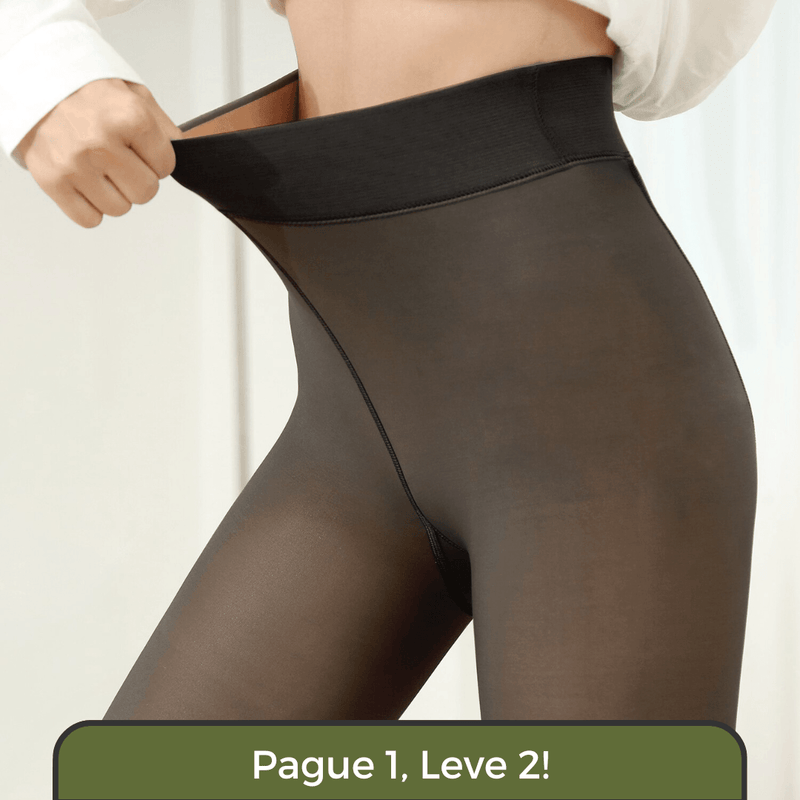 Meia Calça Térmica Forrada de Lã FemmeFatal - Modela e Aquece ao Mesmo Tempo [Compre 1 Leve 2]